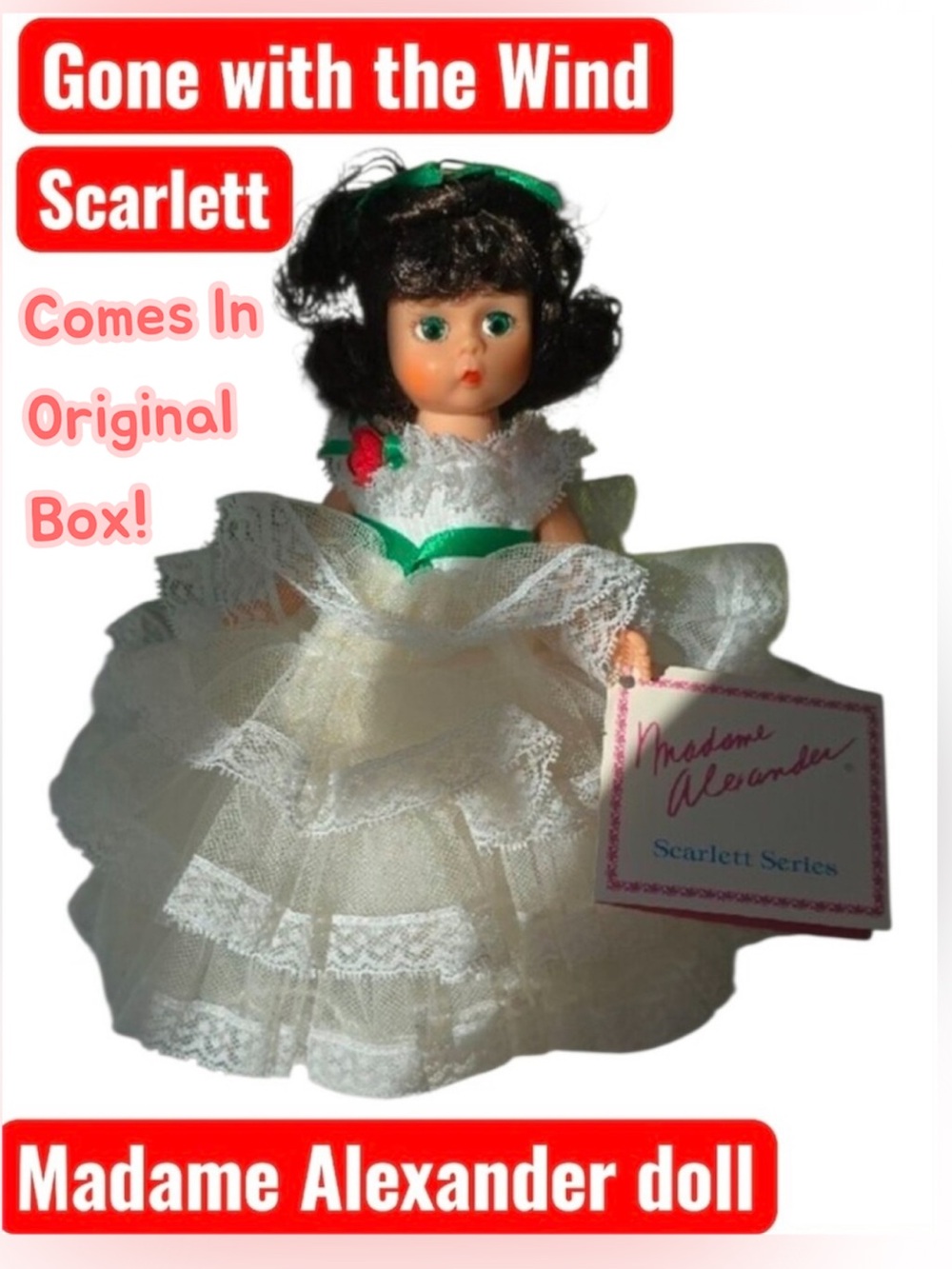 Vintage Madame Alexander doll Scarlett lace dress Collectible Box small cute GWW